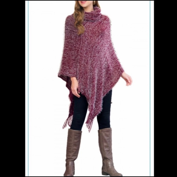 Last One• SALE 🔥 Super Soft Mock Neck Poncho - Picture 2 of 5